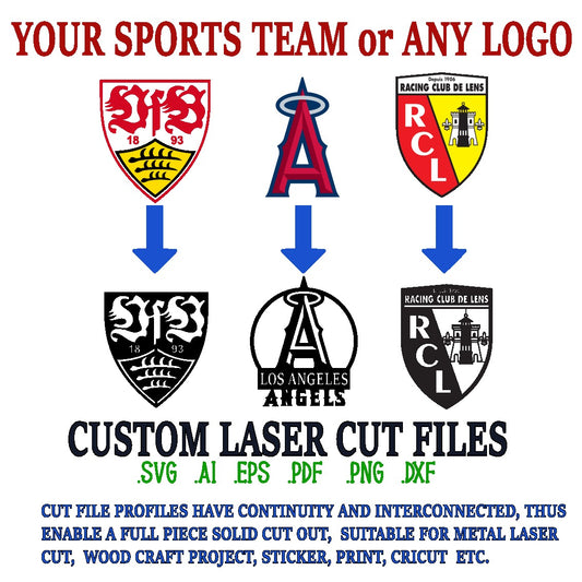 Customized Sports Team Club or Any Logo Sign Wall Art Laser Cut svg, dxf, png, jpeg, pdf, ai, eps, Silhouette Vector Clipart Cricut Digital Files