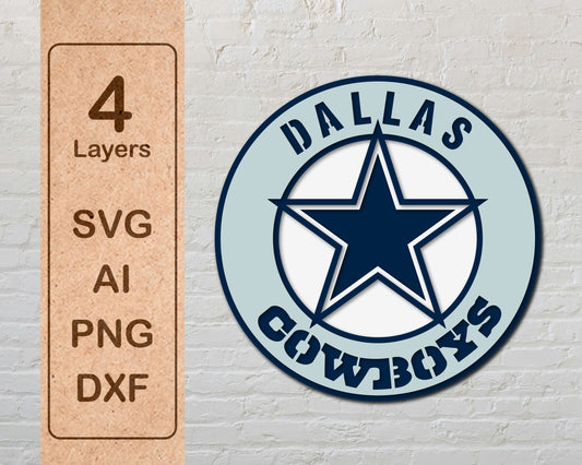 Dallas Cowboys Logo Multi Layered Laser Cut files svg dxf ai png