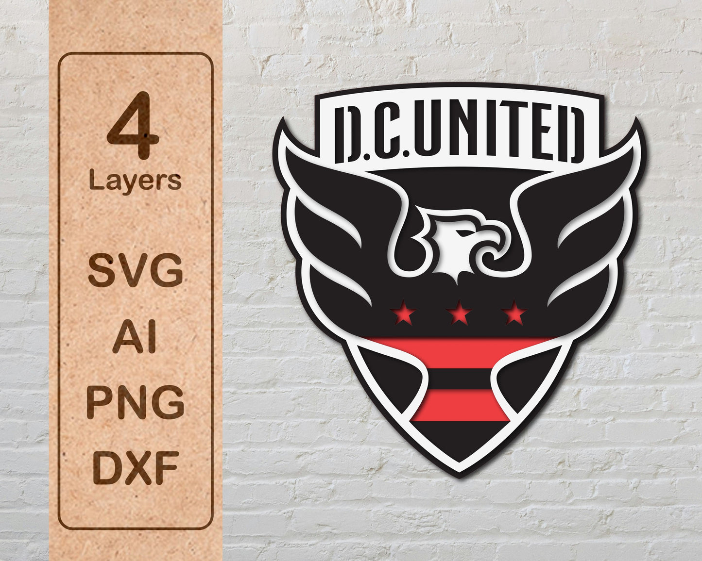 DC United MLS Football Club FC Multilayer Laser Cut files svg dxf ai png