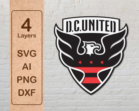 DC United MLS Football Club FC Multilayer Laser Cut files svg dxf ai png