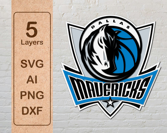 Dallas Mavericks NBA Teams Design Logo Multi Layer Laser Cut files svg dxf ai png