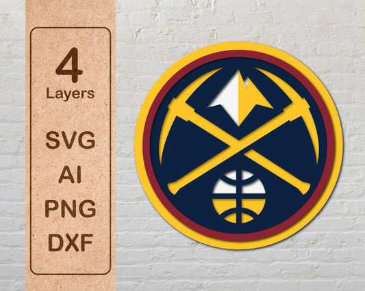 Denver Nuggets Multi Layer Laser Cut files svg dxf ai png