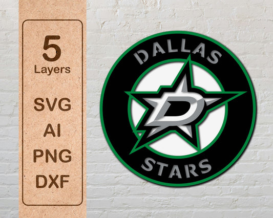 Dallas Stars NHL Teams Designed Logo Multi Layer Laser Cut files svg dxf ai png