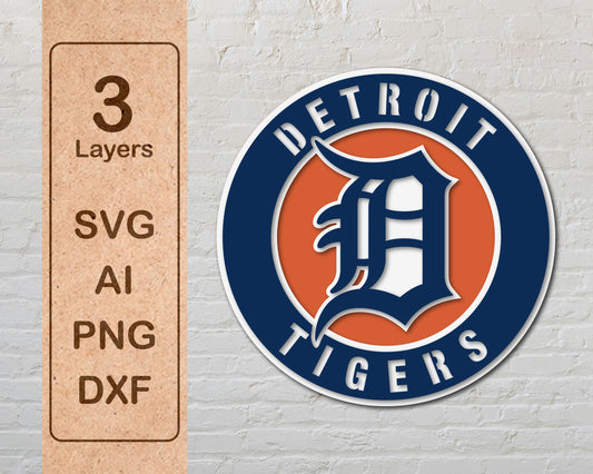 Detroit Tigers Multi Layer Laser Cut files svg dxf ai png