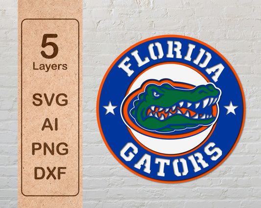 Florida Gators NCAA Football Team Design Logo Multilayer Laser Cut files svg dxf ai png