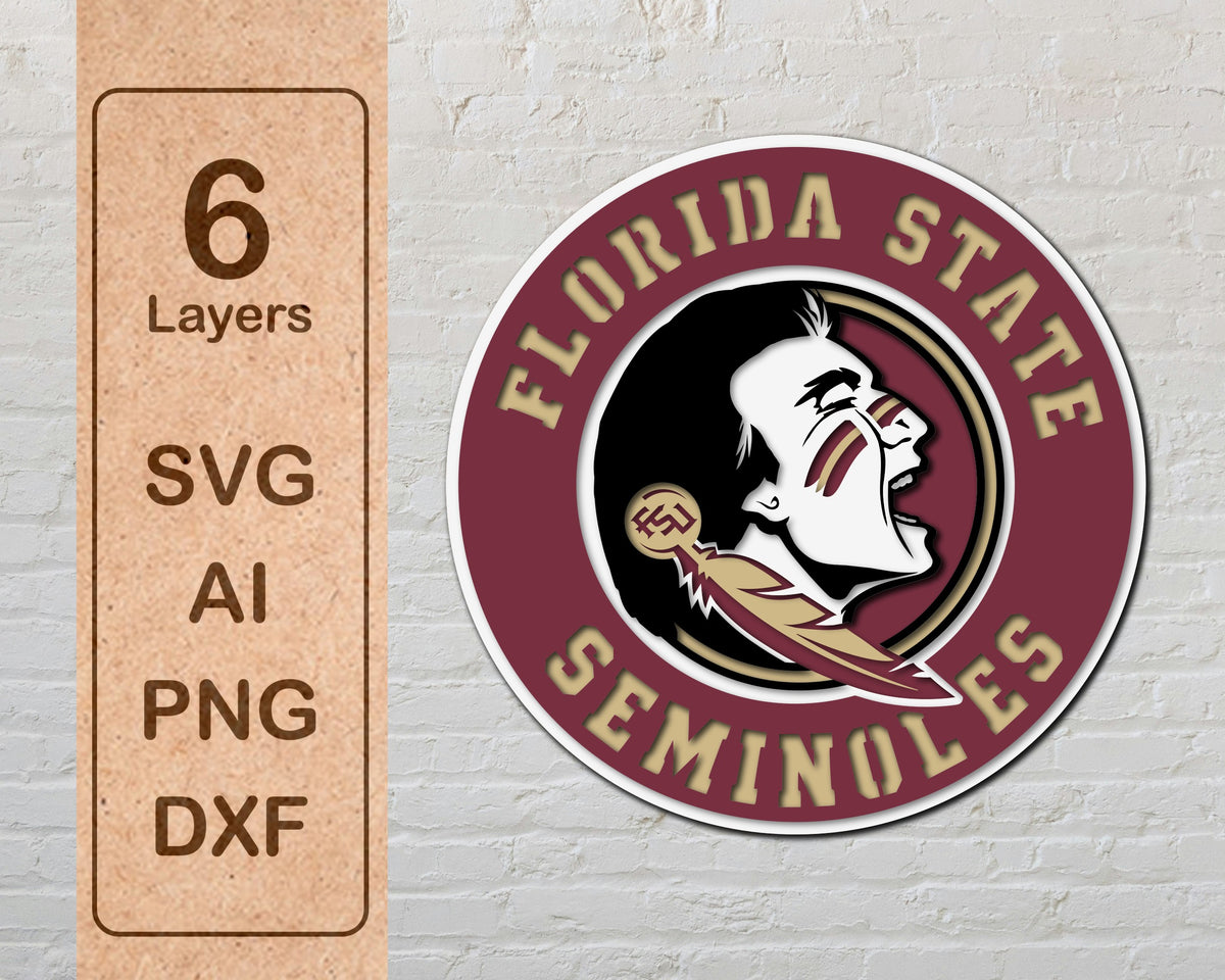 Florida State Seminoles NCAA Football Team Design Logo Multilayer Laser Cut files svg dxf ai png