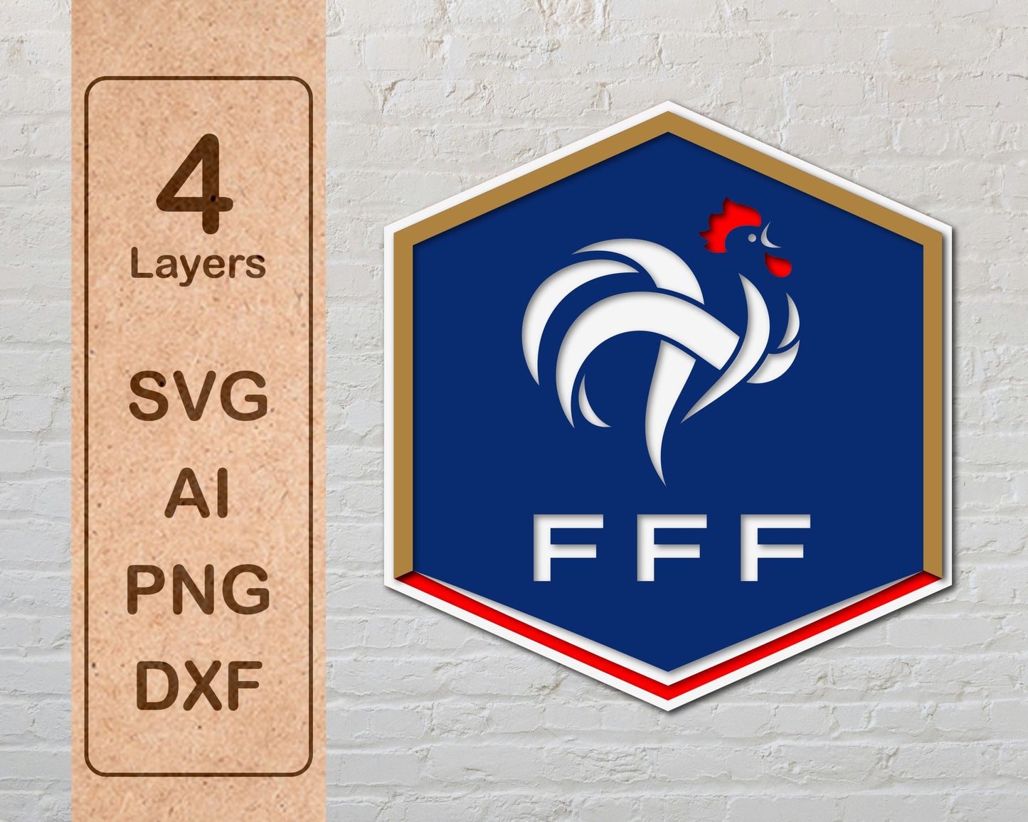 France National Football Team Multi Layer Laser Cut files ai png svg dxf