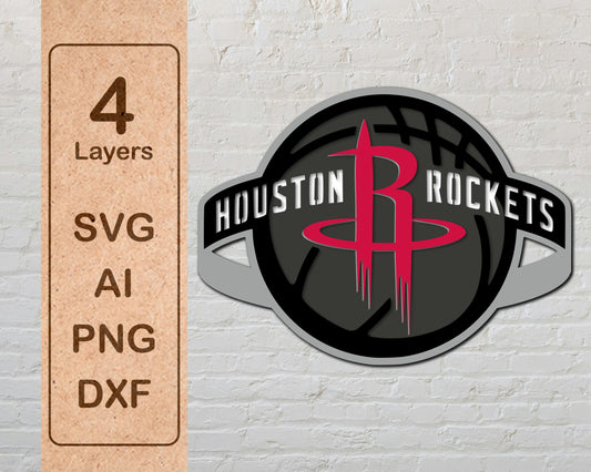 Houston Rockets NBA Teams Design Logo Multi Layer Laser Cut files svg dxf ai png
