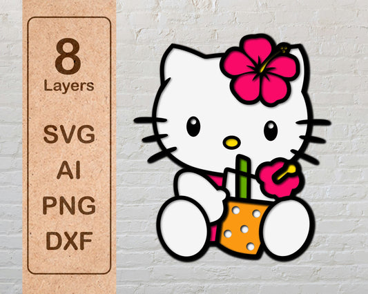 Hello Kitty Cartoon Character Multi Laser Cut files