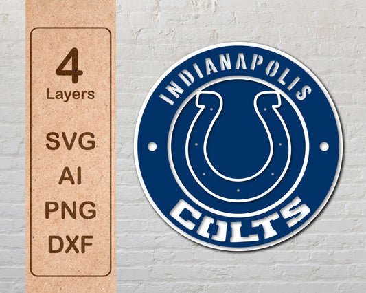 Indianapolis Colts Multi Layered Laser Cut files svg dxf ai png