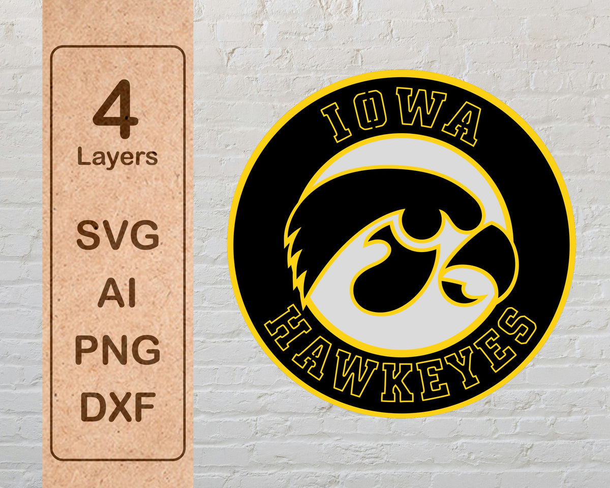 Iowa Hawkeyes NCAA Football Team Design Logo Multilayer Laser Cut files svg dxf ai png