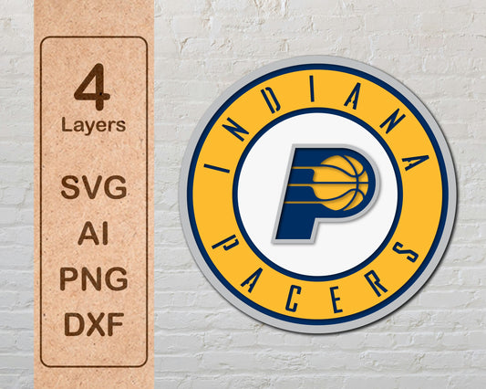 Indiana Pacers Multi Layer Laser Cut files svg dxf ai png
