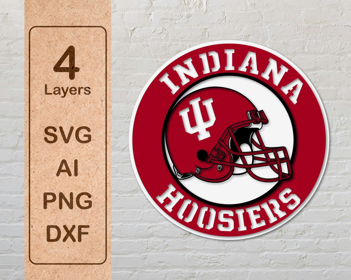 Indiana Hoosiers NCAA Football Team Design Logo Multilayer Laser Cut files svg dxf ai png