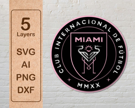 Inter Miami FC Layered Laser Cut files svg dxf ai png