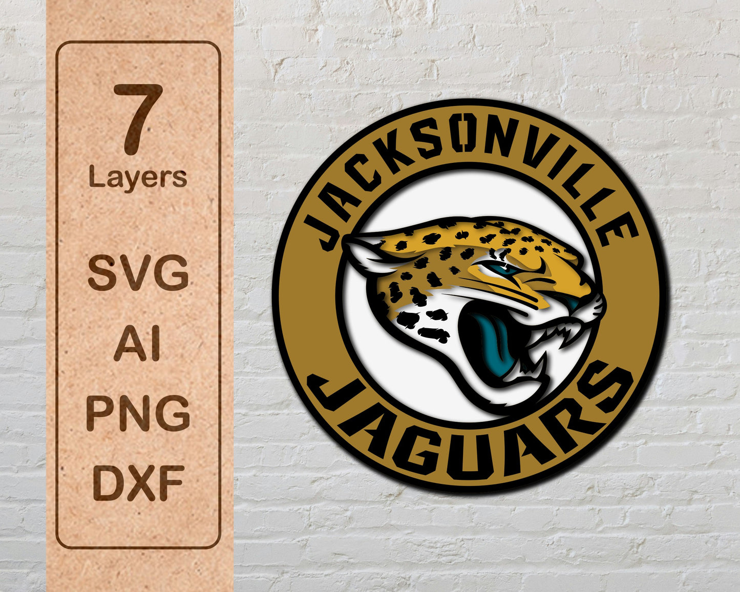 Jacksonville Jaguars Designed Logo Multi Layer Laser Cut files svg dxf ai png