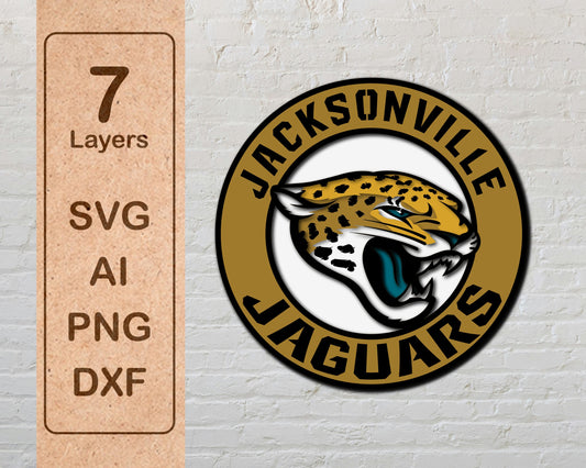 Jacksonville Jaguars Designed Logo Multi Layer Laser Cut files svg dxf ai png