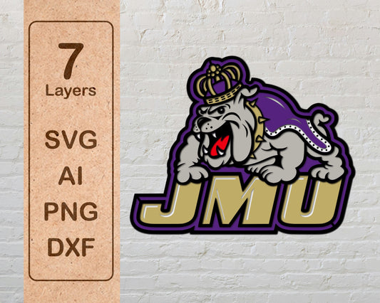 JMU Dukes College Football Team Multilayer Laser Cut files svg dxf ai png