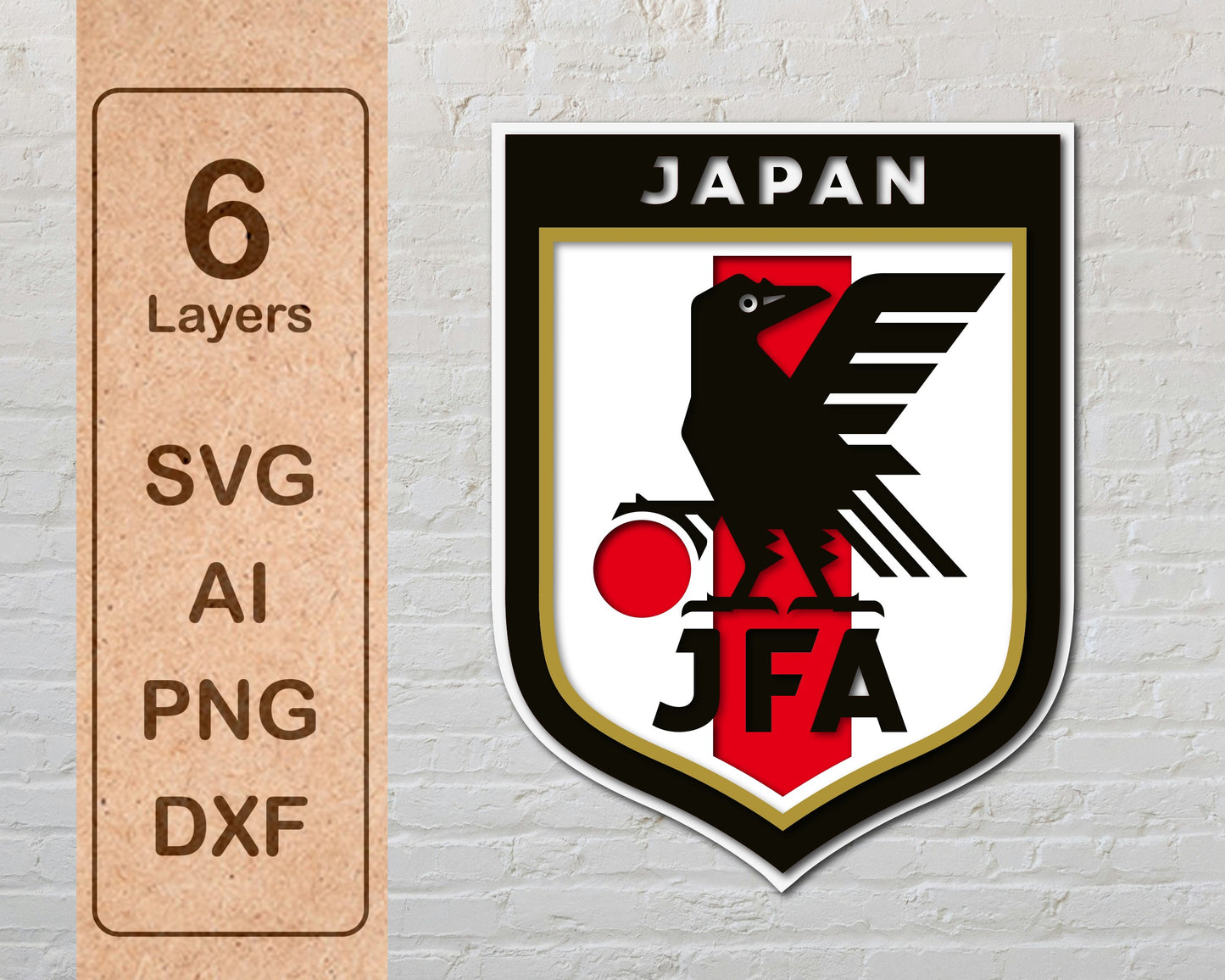 Japan National Football Team Multi Layer Laser Cut files ai png svg dxf