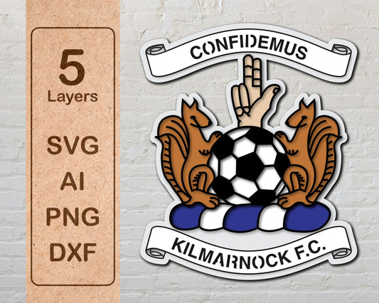 Kilmarnock FC football club logo Layered Laser Cut files svg dxf ai png
