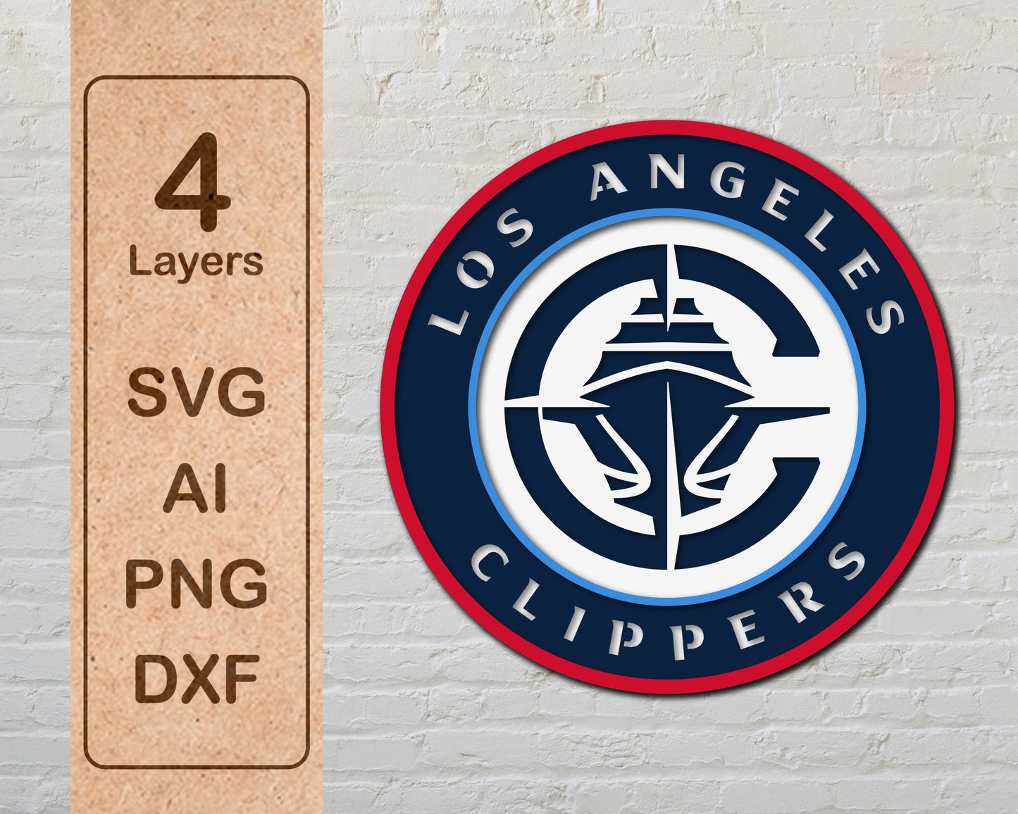 Los Angeles Clippers Multi Layer Laser Cut files svg dxf ai png