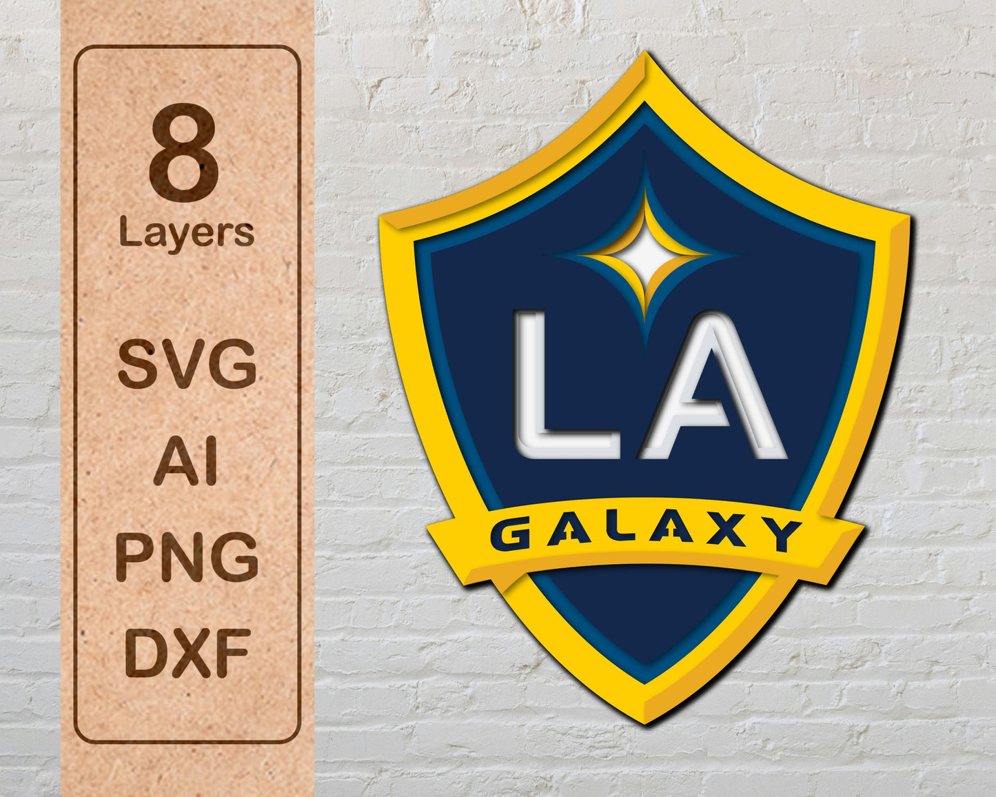 LA Galaxy FC Multilayer Laser Cut files svg dxf ai png