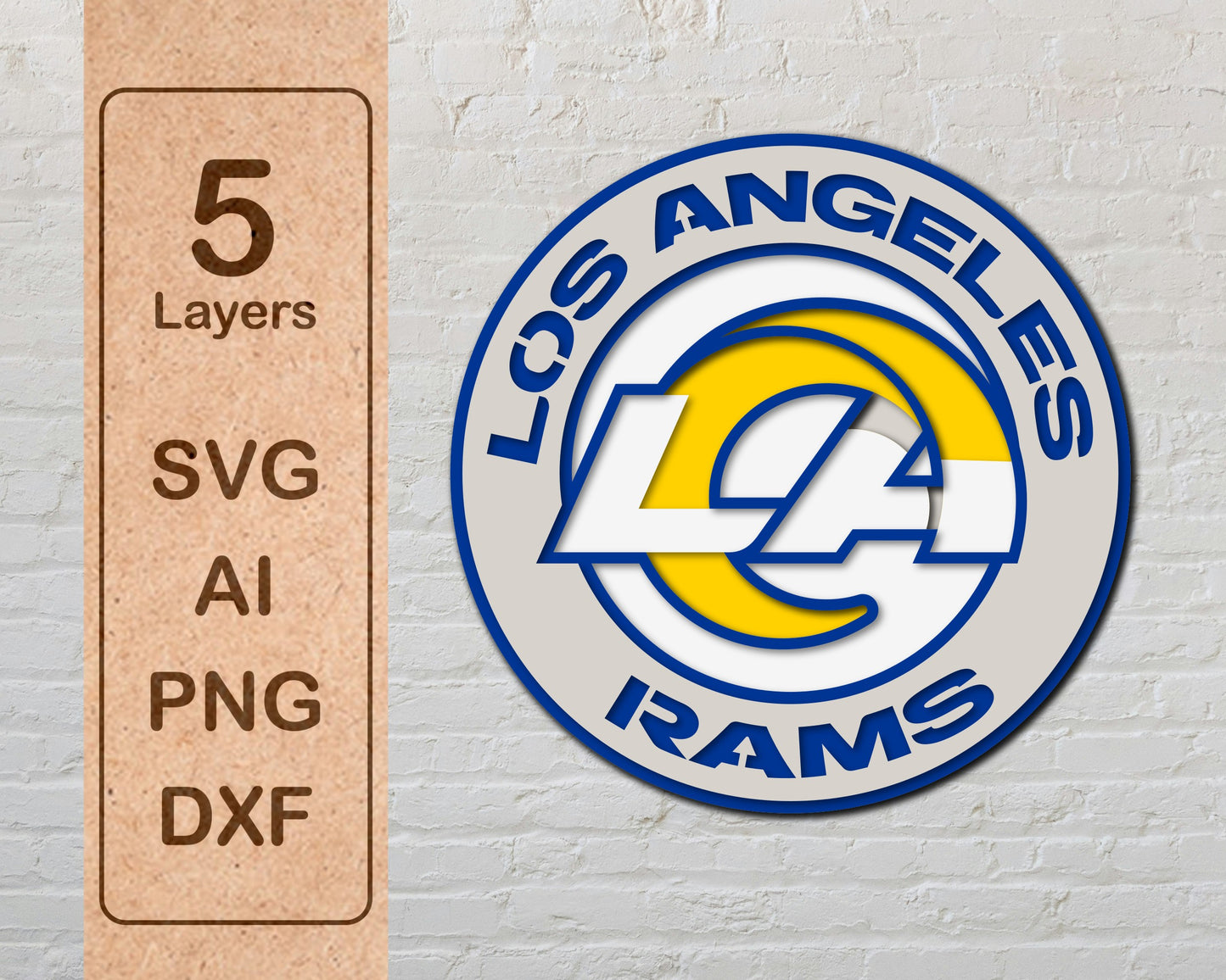 Los Angeles Rams Designed Logo Multi Layer Laser Cut files svg dxf ai png