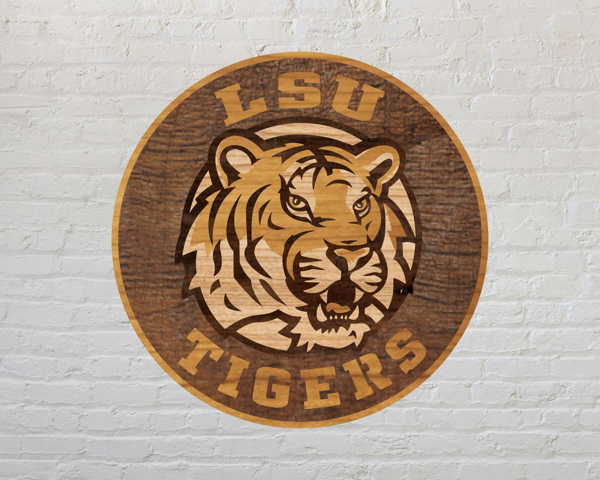 LSU Tigers NCAA Football Team Design Logo Multilayer Laser Cut files svg dxf ai png