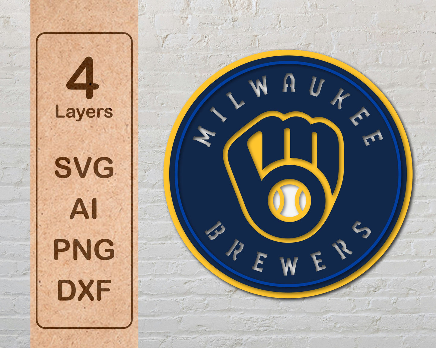 Milwaukee Brewers Multi Layer Laser Cut files svg dxf ai png