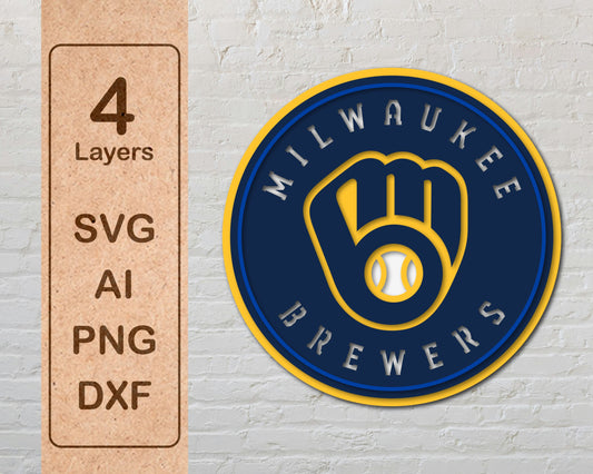 Milwaukee Brewers Multi Layer Laser Cut files svg dxf ai png