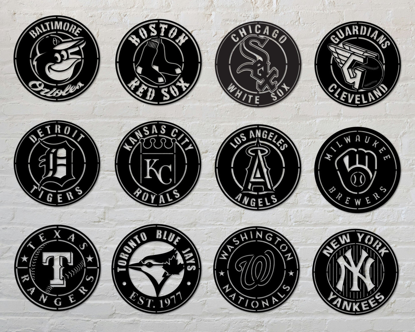 Bundle Major League Baseball MLB Teams Badge Shield Single Layer Laser Cut files svg dxf ai eps png jpg pdf