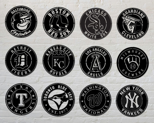 Bundle Major League Baseball MLB Teams Badge Shield Single Layer Laser Cut files svg dxf ai eps png jpg pdf