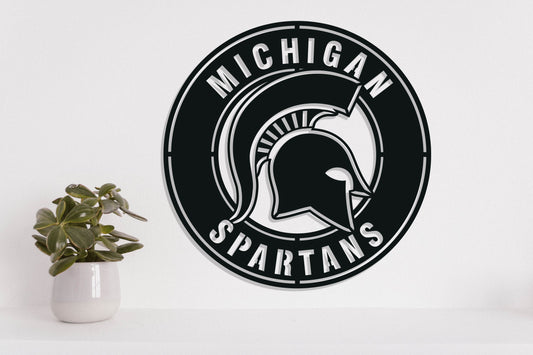 Michigan Spartans Badge Shield Metal Laser Cut files svg dxf ai png jpg pdf eps