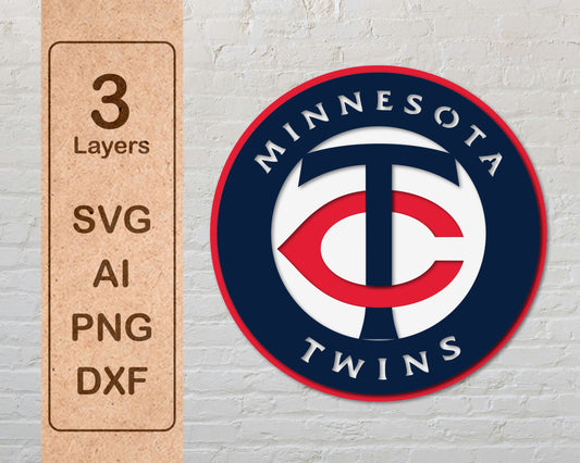 Minnesota Twins Designed Logo Multi Layer Laser Cut files svg dxf ai png