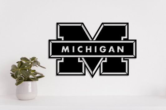 Michigan Wolverines Badge Shield Metal Laser Cut files svg dxf ai png jpg pdf eps
