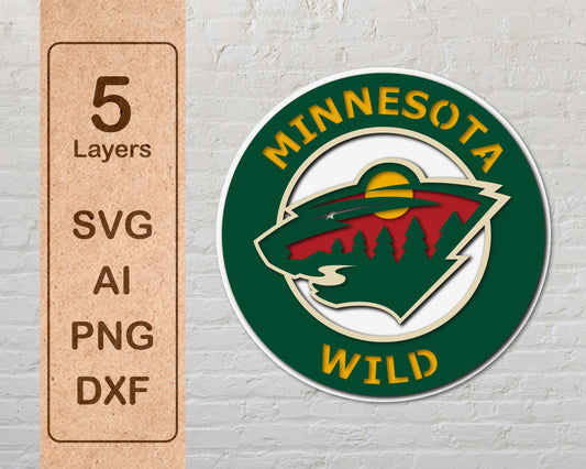 Minnesota Wild NHL Teams Designed Logo Multi Layer Laser Cut files svg dxf ai png