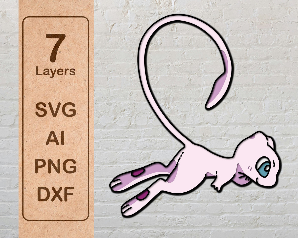 Mew 1 from Pokemon Anime Layered Laser Cut files