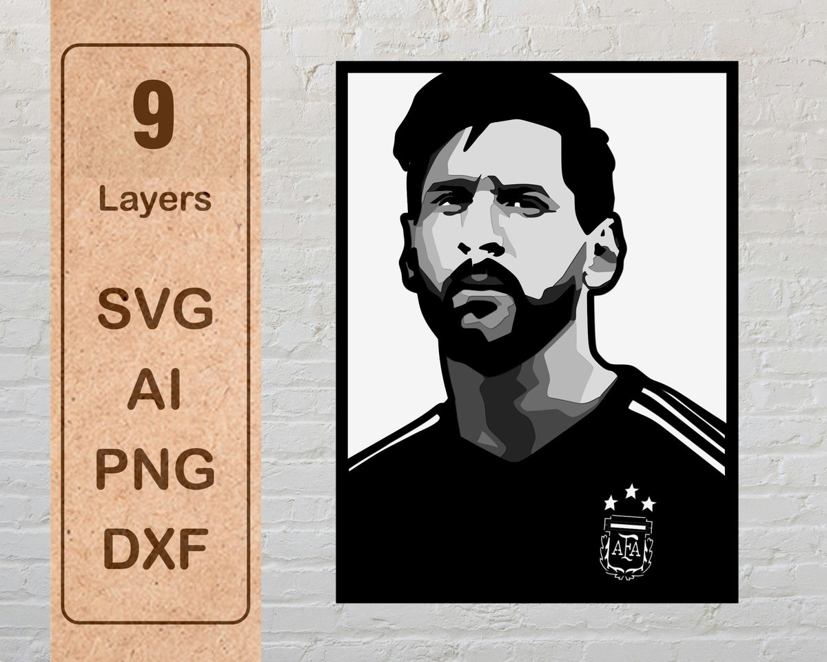 Lionel Messi Argentina Multi Layer Laser Cut files svg dxf ai png