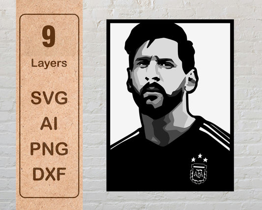 Lionel Messi Argentina Multi Layer Laser Cut files svg dxf ai png