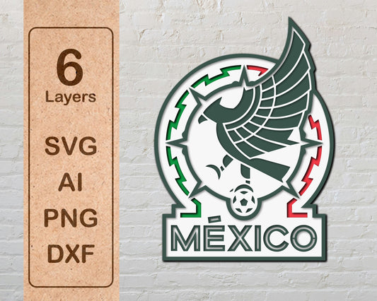 Mexico National Football Team Multi Layer Laser Cut files ai png svg dxf