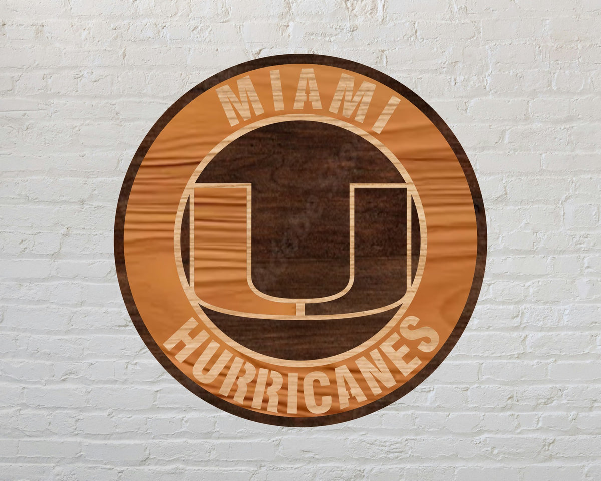 Miami Hurricanes NCAA Football Team Design Logo Multilayer Laser Cut files svg dxf ai png