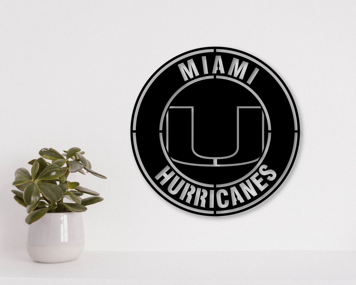 Miami Hurricanes NCCA Football Team Badge Shield Laser Cut files svg dxf ai eps png jpg pdf