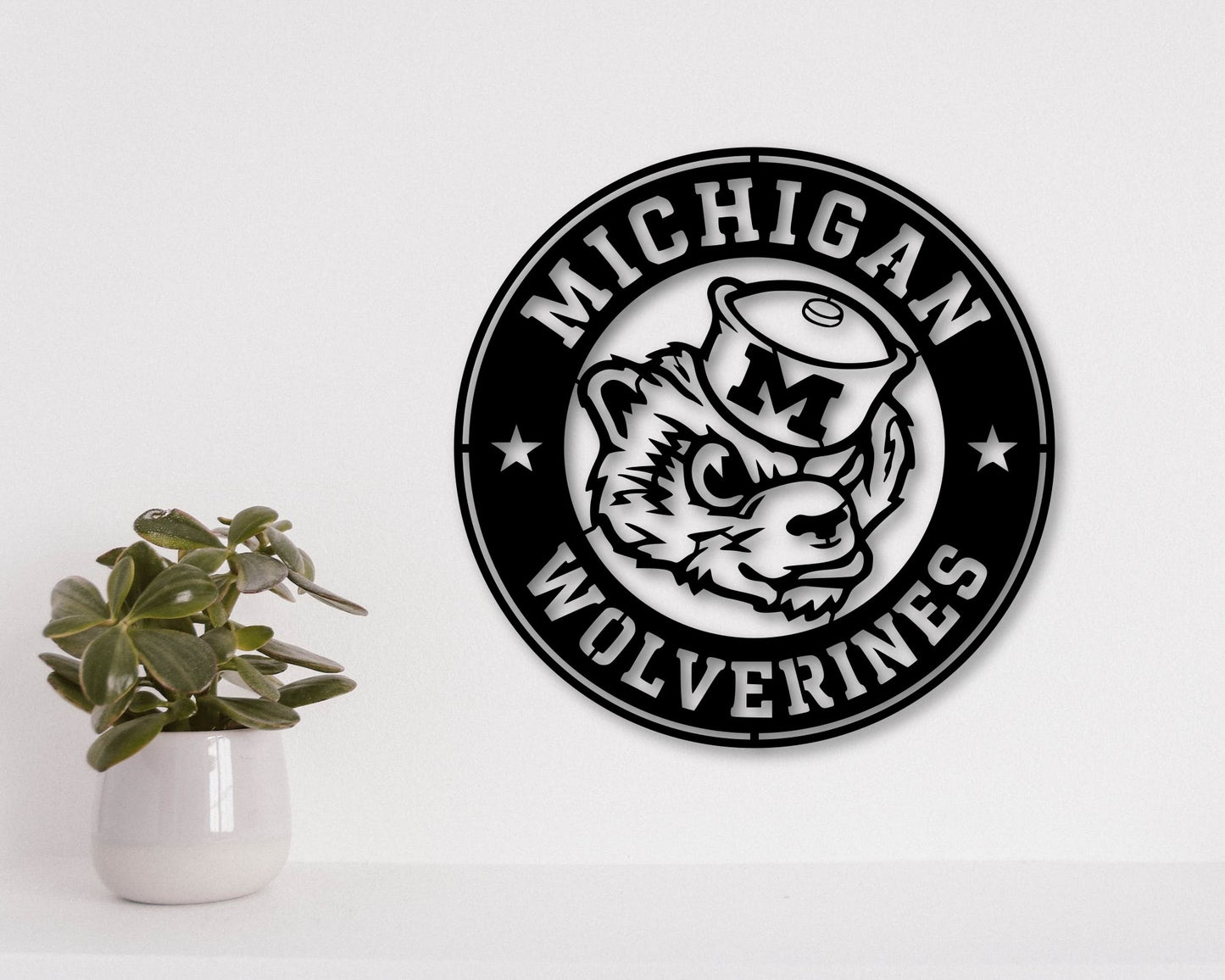 Michigan Wolverines NCCA Football Team Badge Shield Laser Cut files svg dxf ai eps png jpg pdf