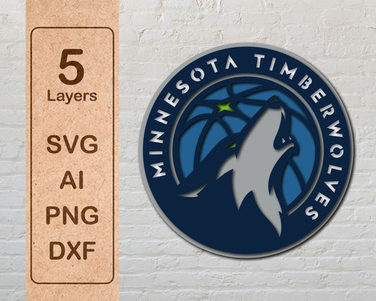 Minnesota Timberwolves Layered Laser Cut files