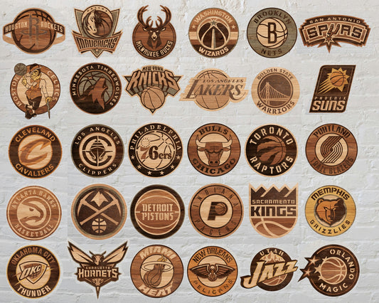 Bundle National Basketball Association All 30 NBA Teams Designed Logo Multi Layered Laser Cut files svg dxf ai png