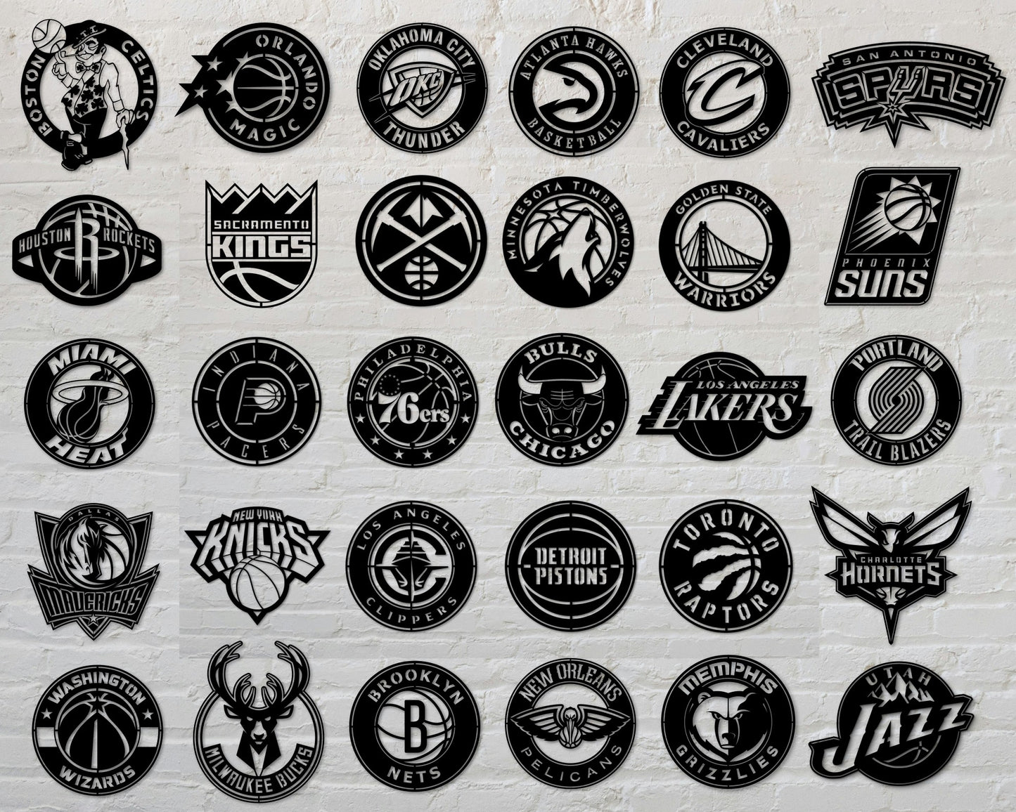Bundle National Basketball Association All 30 NBA Teams Badge Shield Single Layer Laser Cut files svg dxf ai eps png jpg pdf