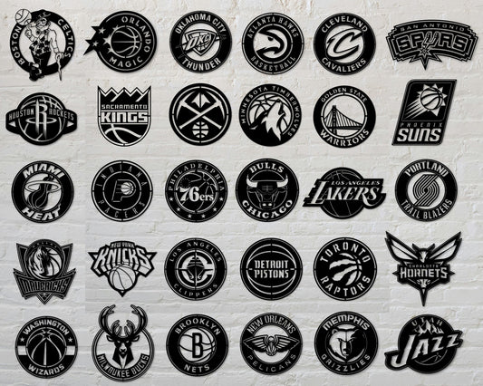 Bundle National Basketball Association All 30 NBA Teams Badge Shield Single Layer Laser Cut files svg dxf ai eps png jpg pdf