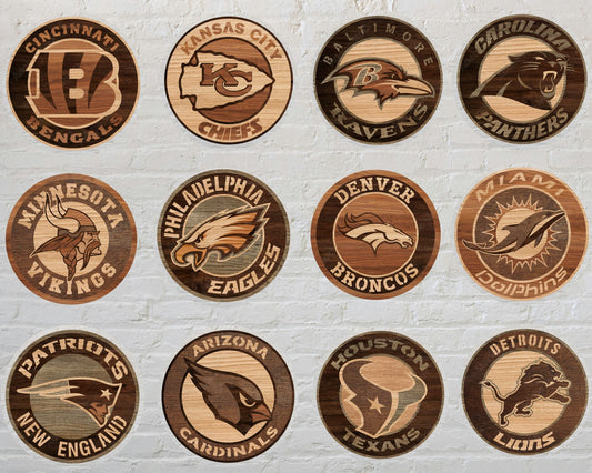 Bundle National Football League NFL teams 1 Multi Layered Laser Cut files svg dxf ai png