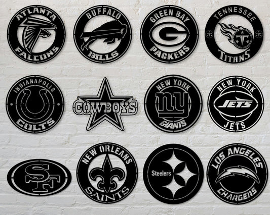 Bundle National Football League NFL Teams Badge Shield Single Layer Laser Cut files svg dxf ai eps png jpg pdf (2)