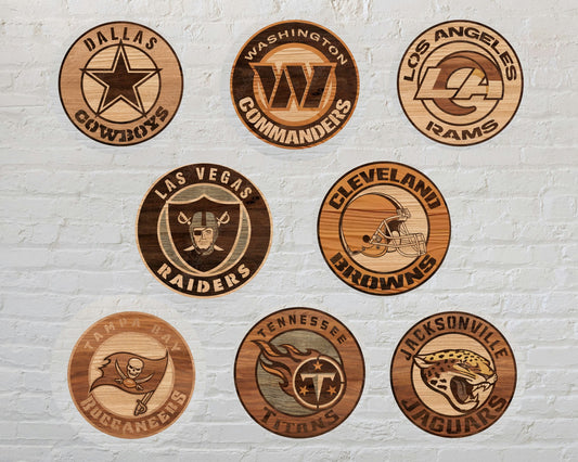 Bundle National Football League NFL teams 3 Multi Layered Laser Cut files svg dxf ai png