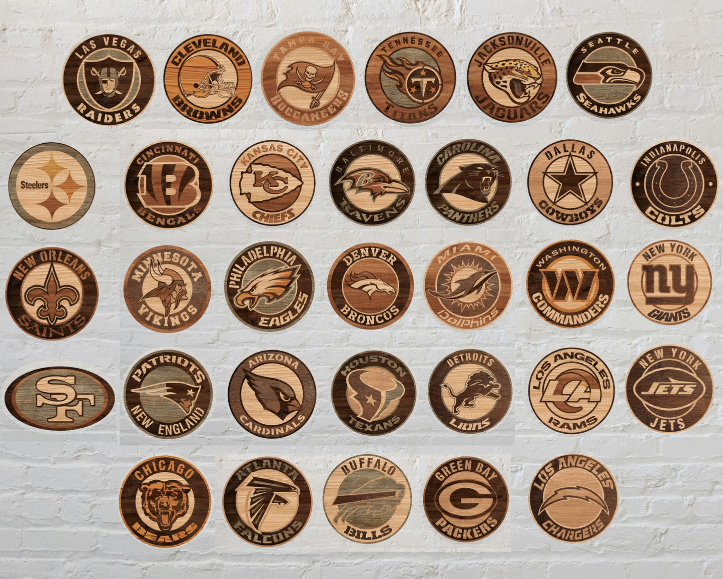 Bundle National Football League All 32 NFL teams Multi Layered Laser Cut files svg dxf ai png
